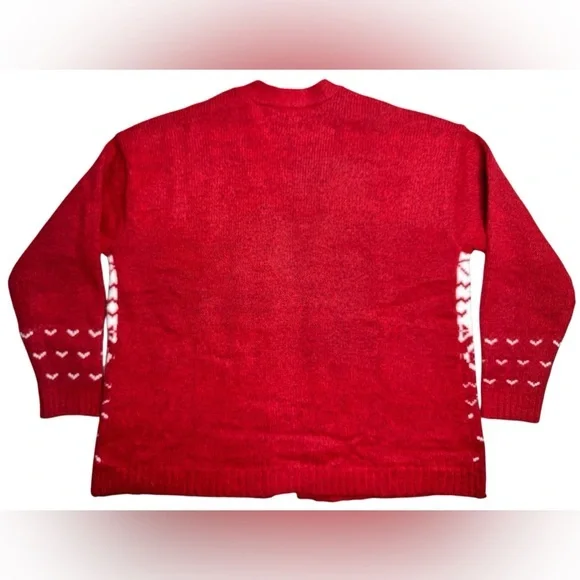 Lane Bryant Holiday‎ Cardigan Red & White Open Front Cardigan Women’s 1X - Picture 9 of 11